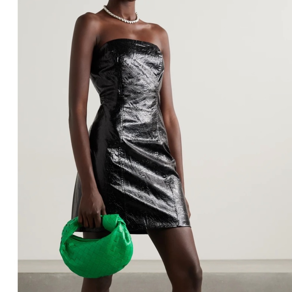 ROTATE Herla black Faux Leather Mini Dress.